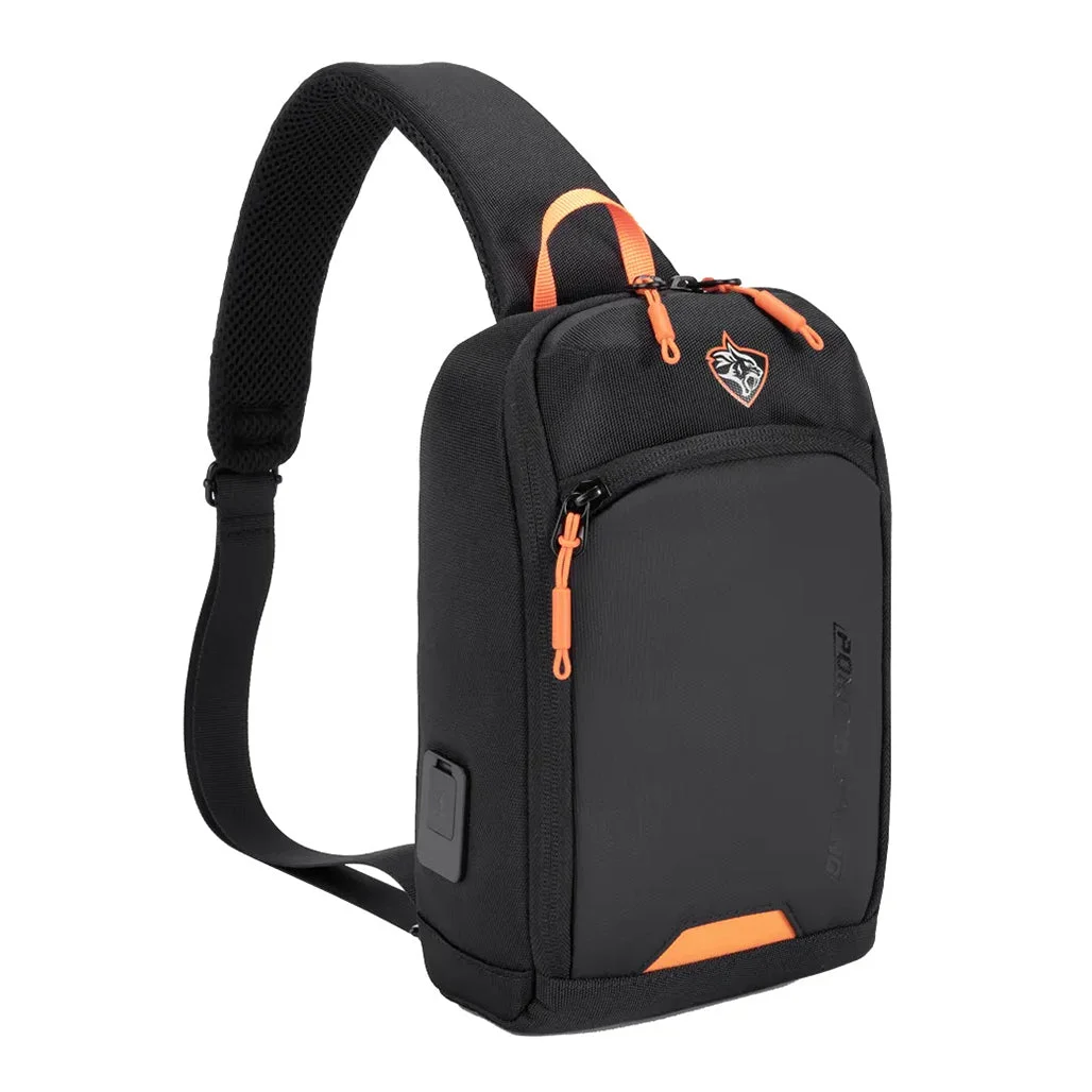 Porodo Gaming Crossbody Bag - Water-Resistant, PD 40W Fast Charging, Secure Storage - Black