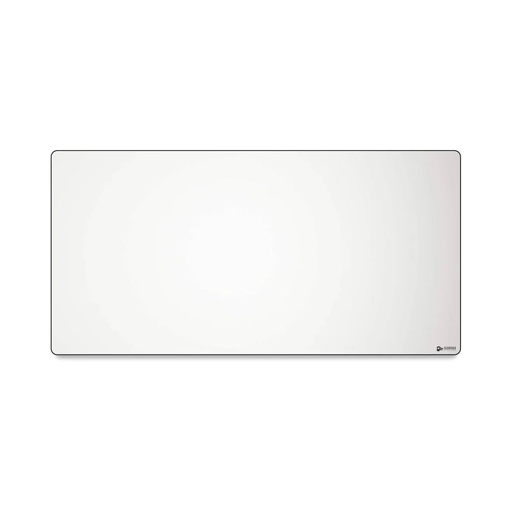Glorious 3XL Extended White Gaming Mouse Pad - 48"x24" Large Cloth Surface with Stitched Edges & Non-Slip Rubber Base