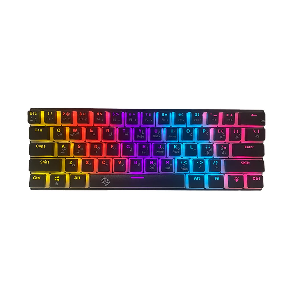 Porodo Gaming PDX224 61-Key Mechanical Keyboard - Pudding Keycaps, Red Switches