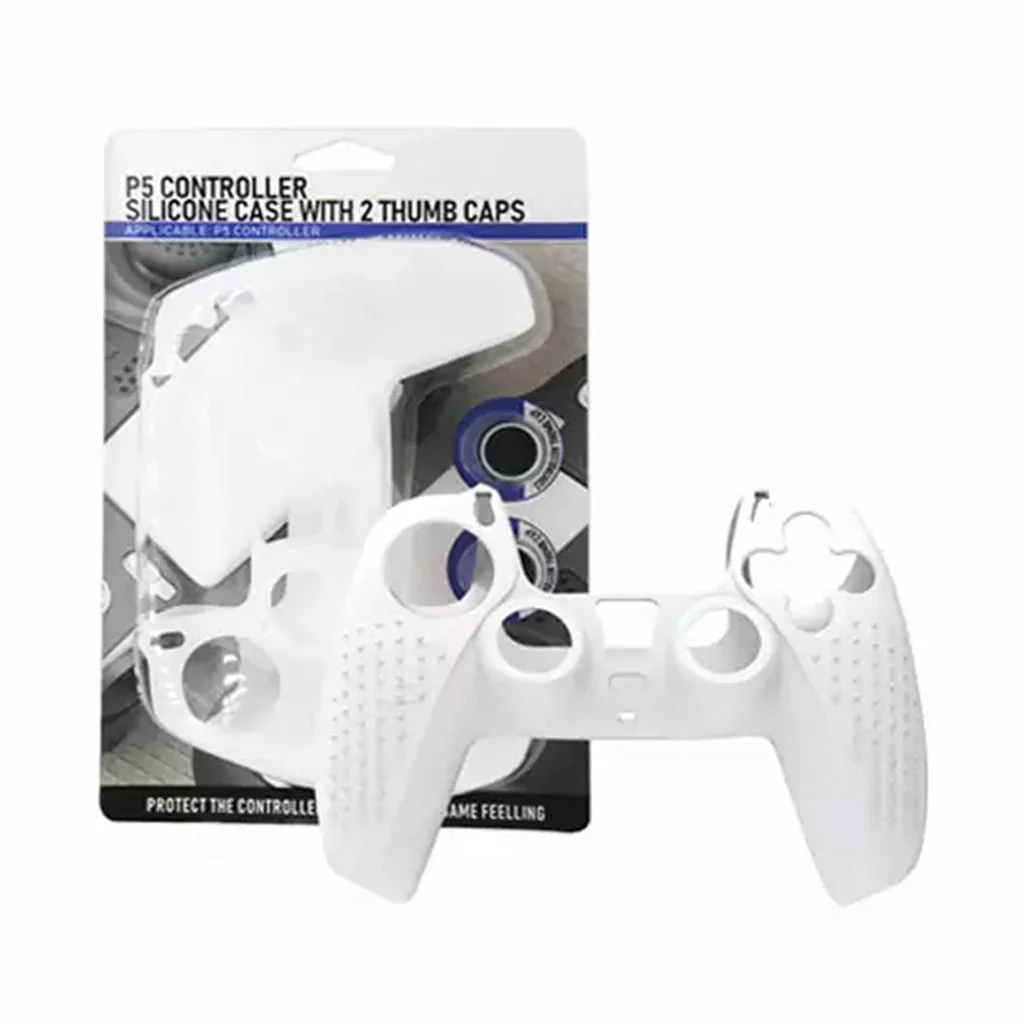 PS5 DualSense Controller Silicone Cover with 2 Thumb Grips - White, Full Protection & Comfortable Grip