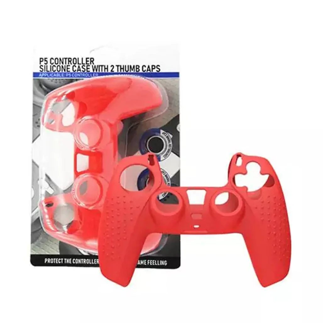 PS5 DualSense Controller Silicone Cover with 2 Thumb Grips - Red, Full Coverage & Enhanced Grip