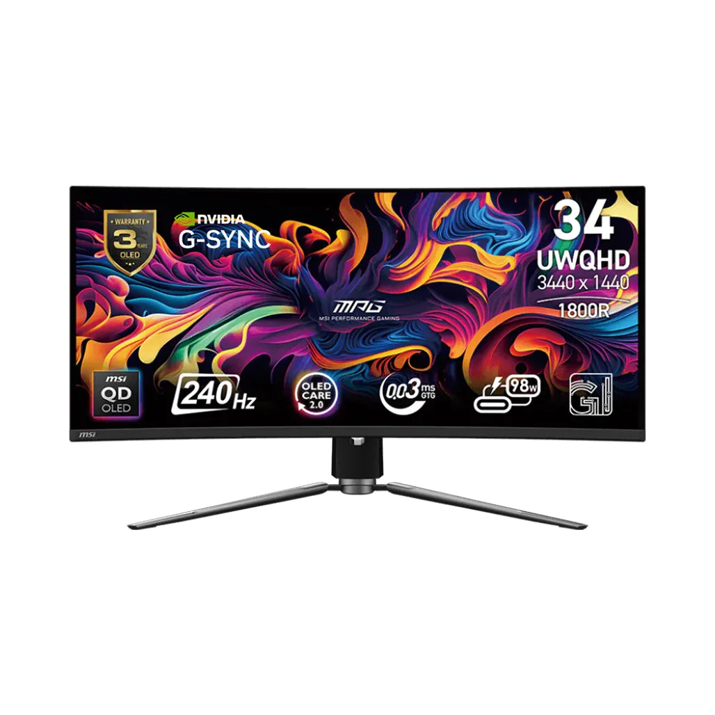 MSI MPG 341CQPX QD-OLED - 34" UWQHD 240Hz Curved Gaming Monitor
