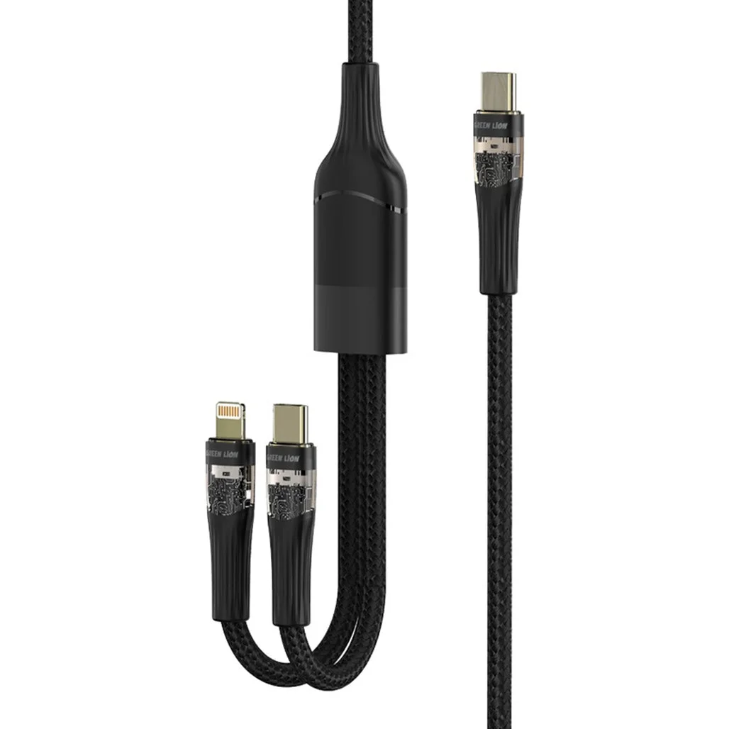Green Lion 2-in-1 Transparent Fast Charging Cable with 100W