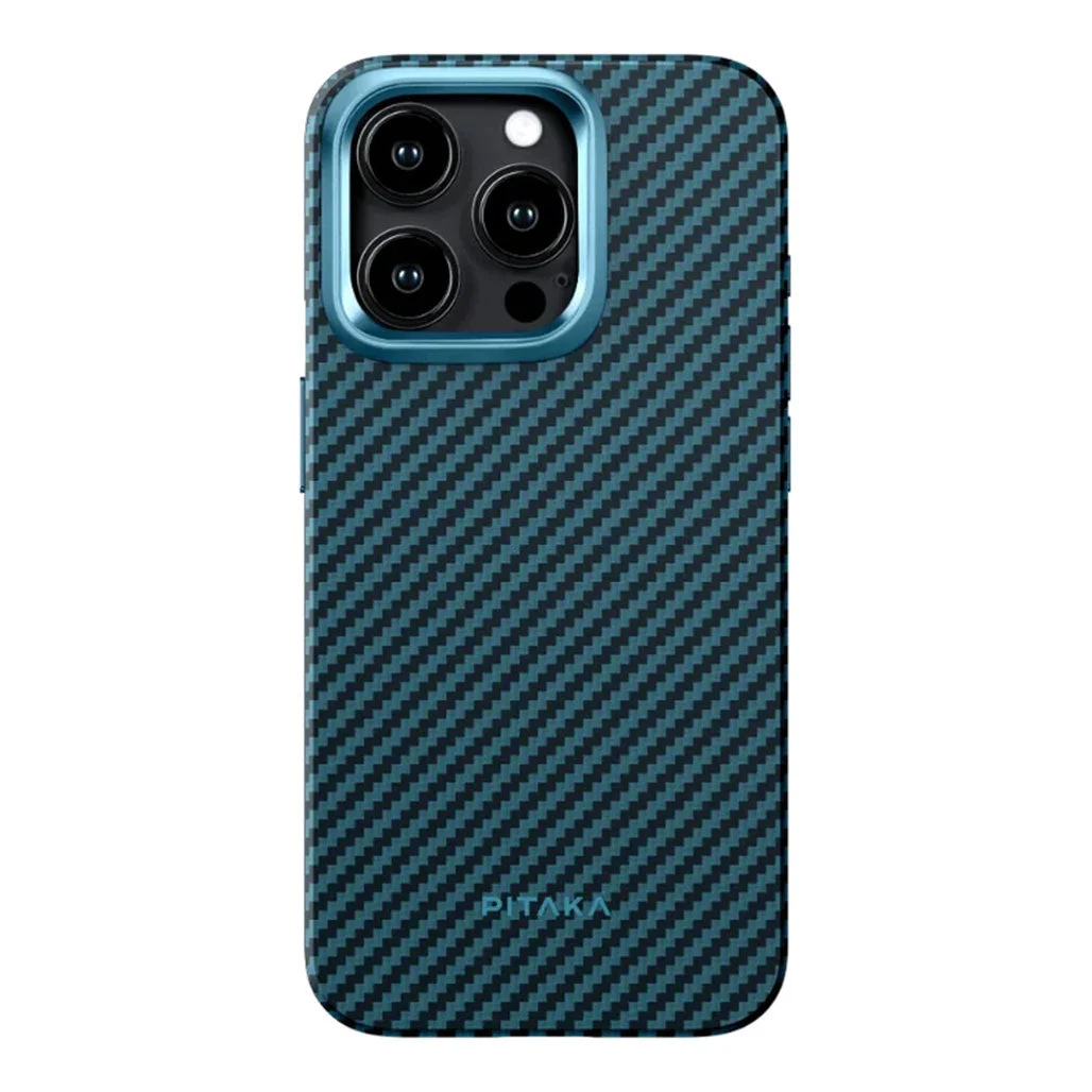 Pitaka MagEZ Case Pro 4 for iPhone 15 Pro 1500D Black/Blue (Twill).