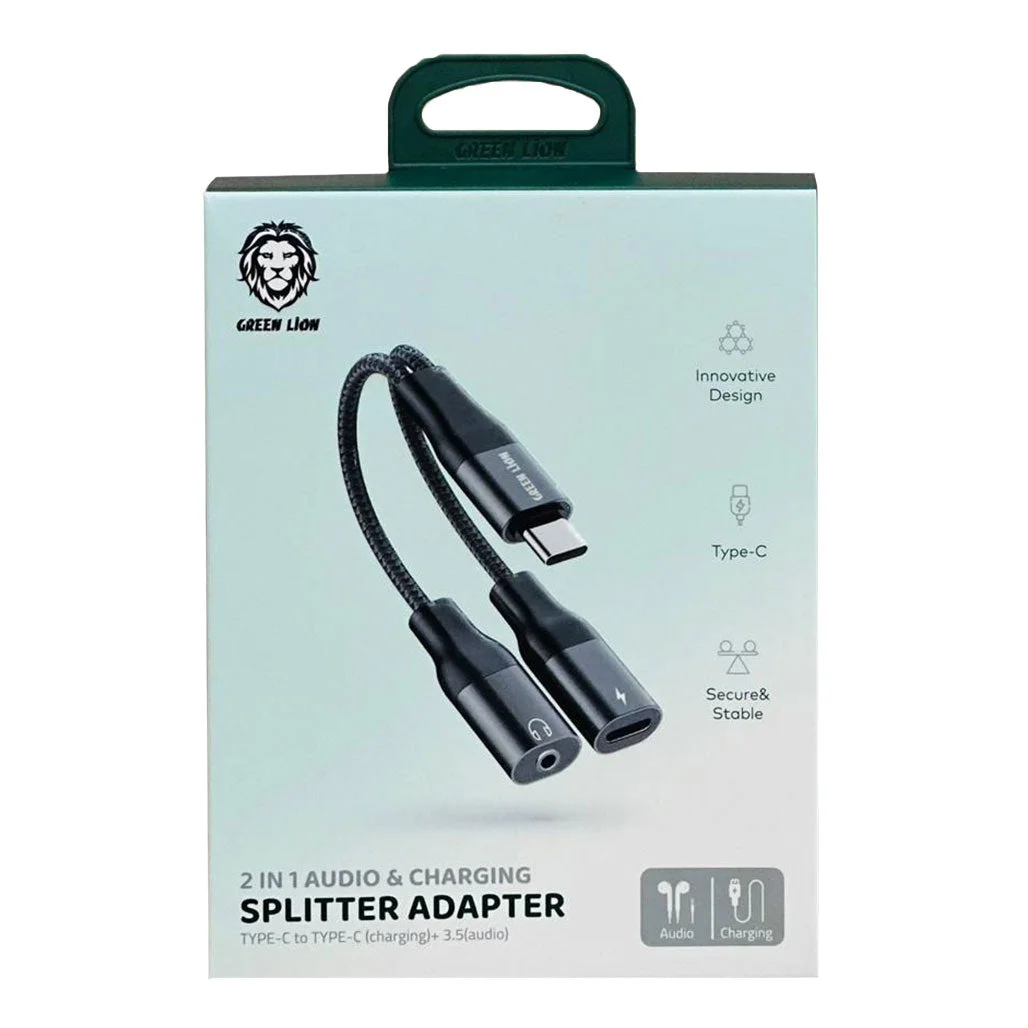 Green Lion 2 in 1 Audio & Charge Type-C Adapter