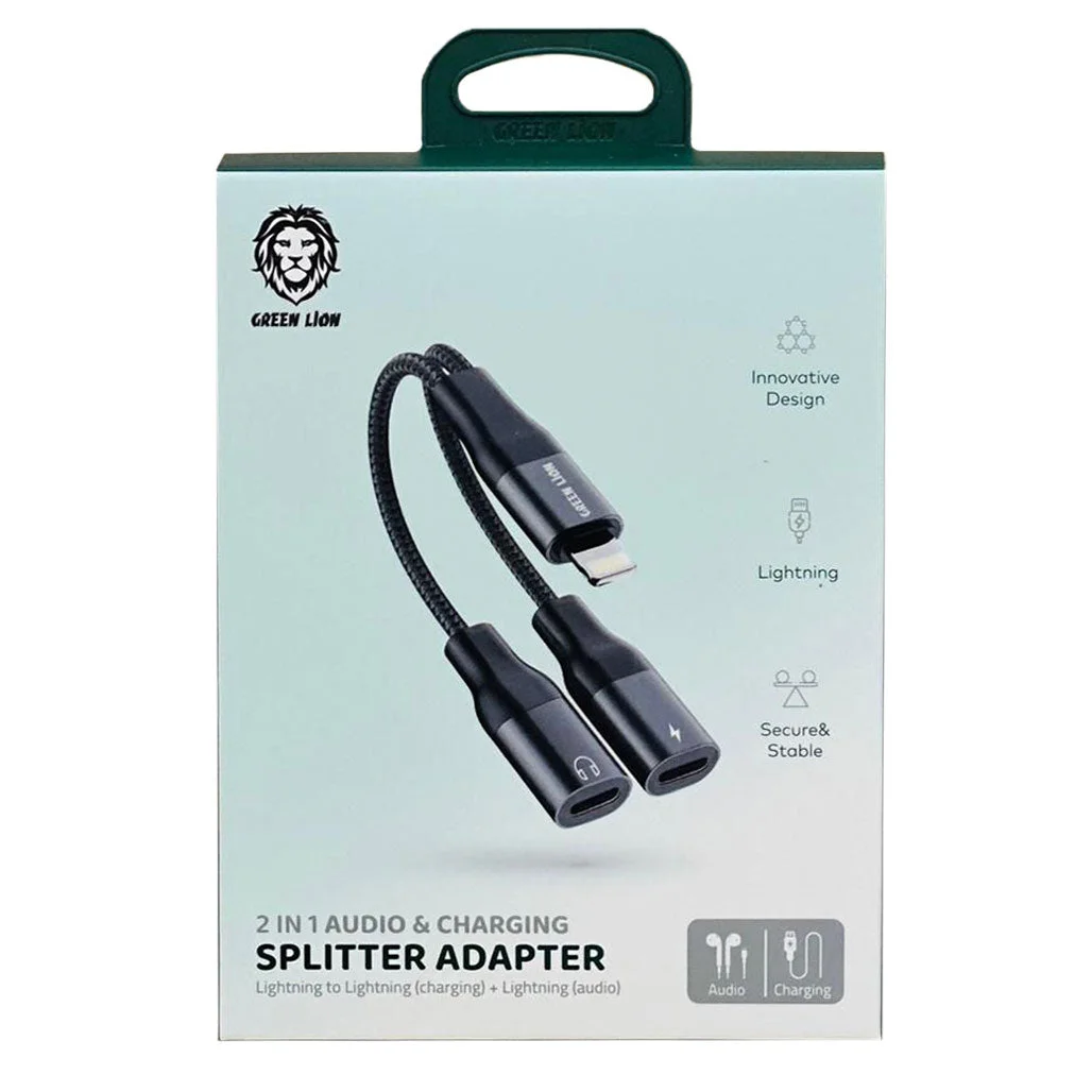 Green Lion 2 in 1 Audio & Charge Lightning Adapter