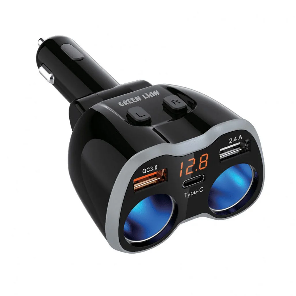 Green Lion GNMULTPCKTBK Multi-Port Car Charger Adapter