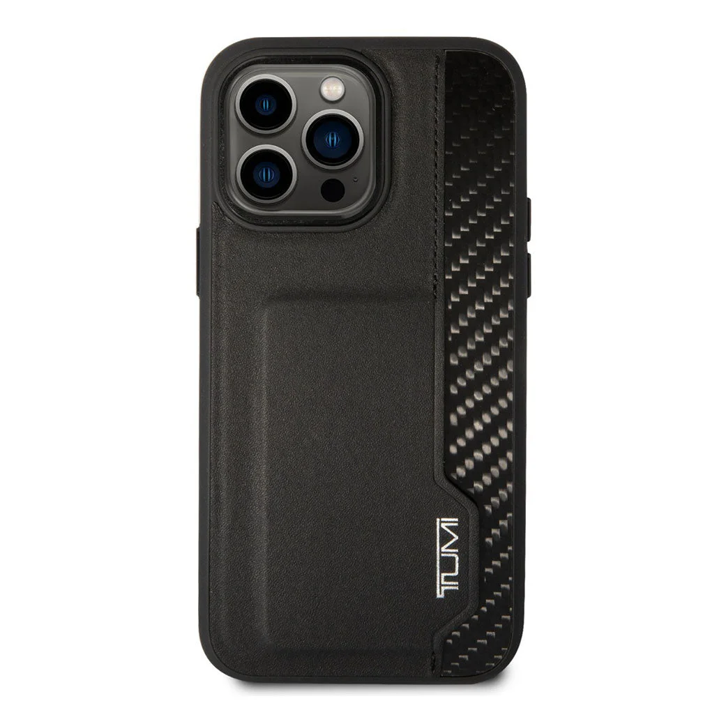 Tumi HC Leather & Shiny iPhone 14 Pro Carbon Fiber Case With Card Slot