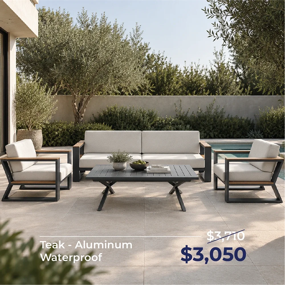 Out Sofa Set BT Zeus 3+1+1+Cross Table Grey +Cappu