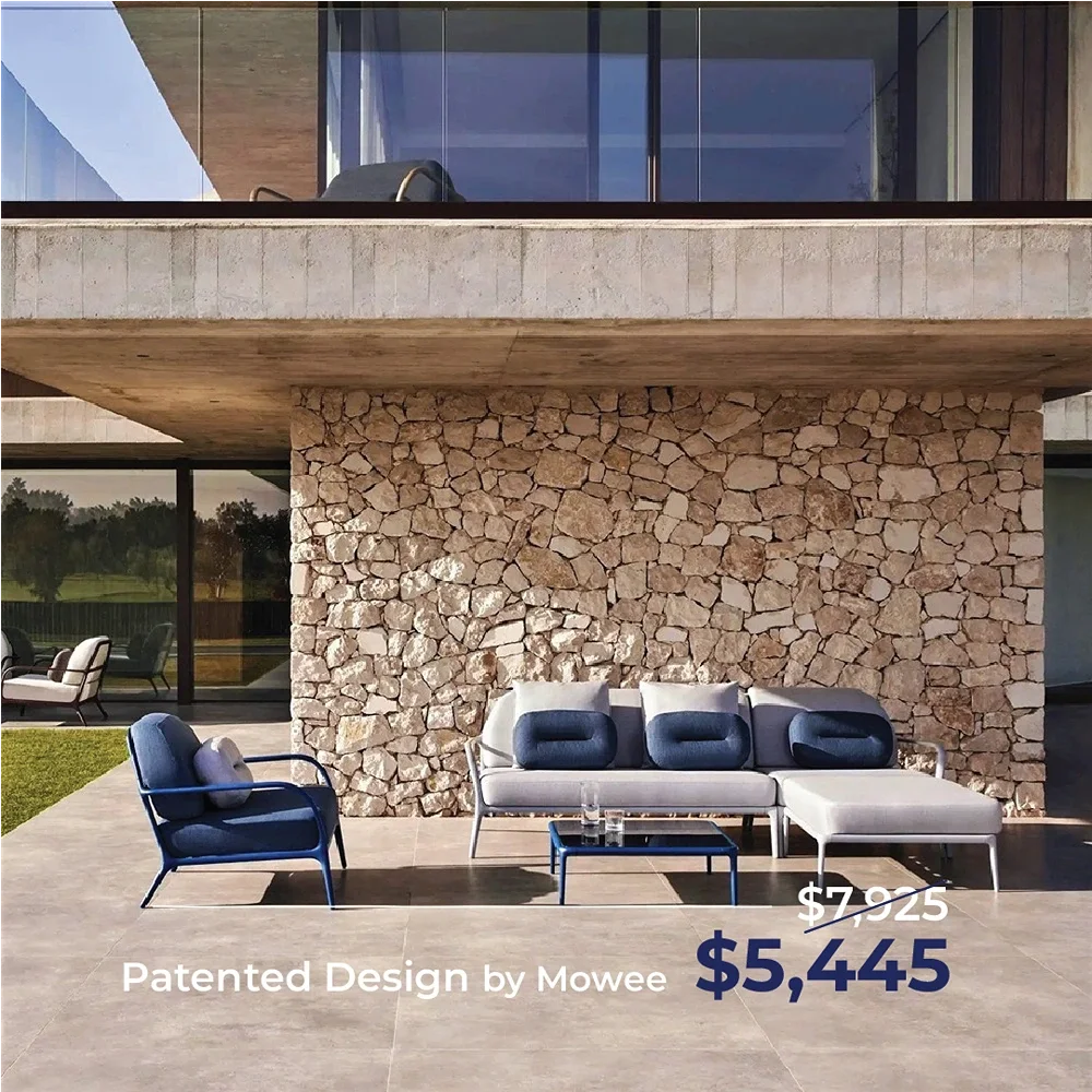 Corner+2tables +Armchair Mowee Xaloc Blue & White