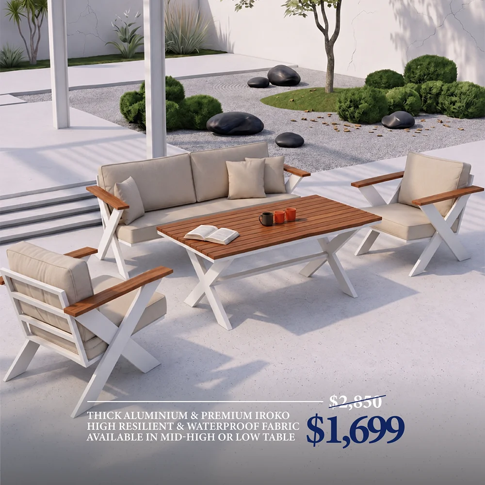 Outdoor Sofa Set BT RIVA Cream 3+1+1+Table