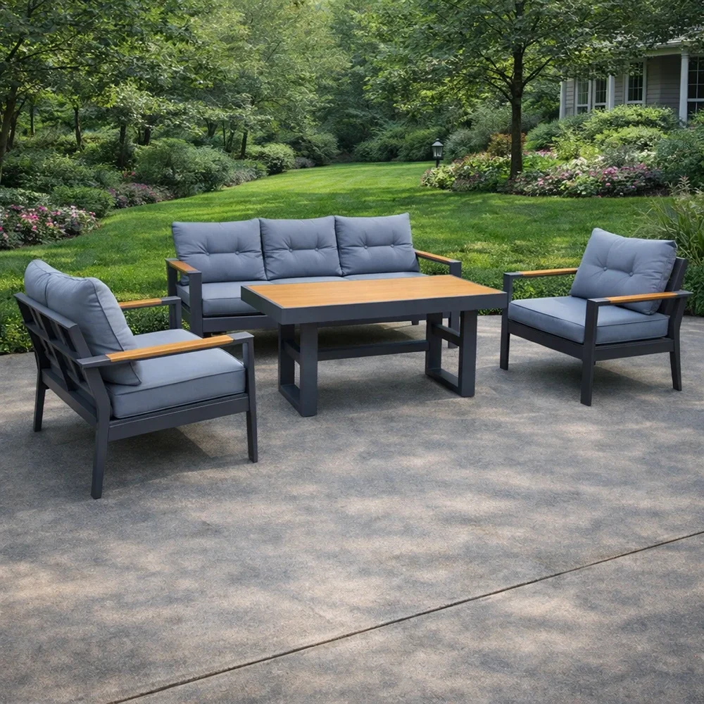 outd sofa set FF 190813-7H GREY+ CUSH GREY