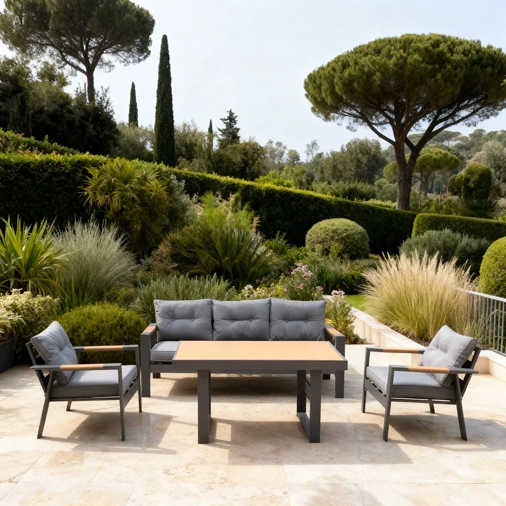 Outd Sofa Set FF 190813-5H Grey + Cush Grey