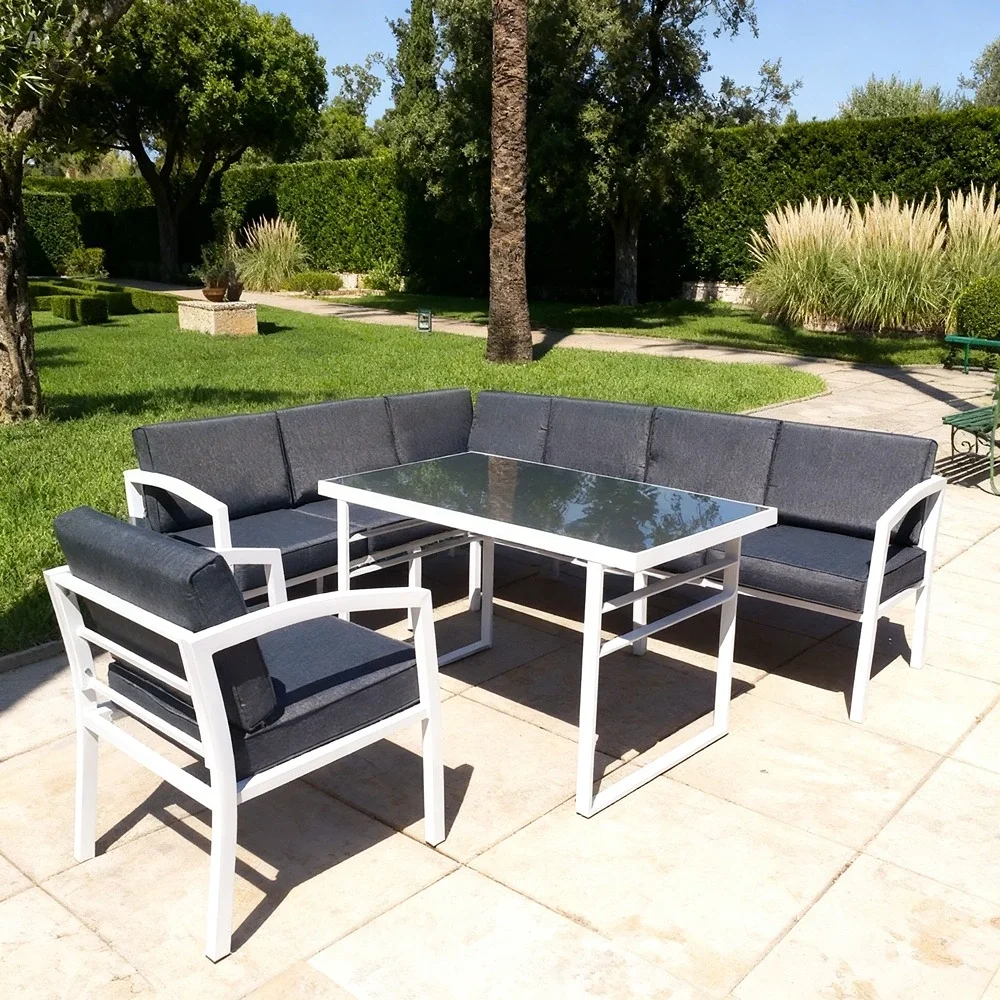 Outd Sofa Set FF 3019 White + Cushion Grey