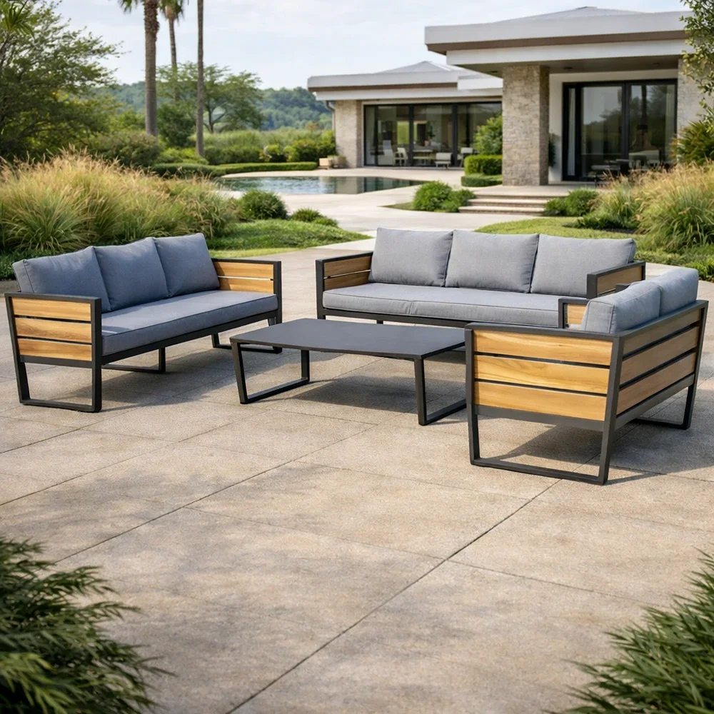 Outdoor Sofa Set FF 5059-8 Black+Cush Grey