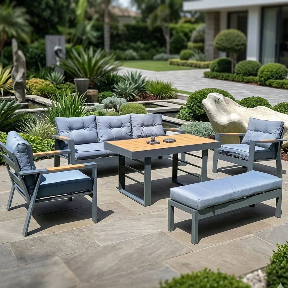 Outd Sofa Set FF 190813-5H-BENCH Full Grey