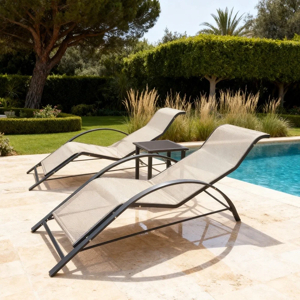 Sunlounger FF 1599 Grey Set Of 2 + Table
