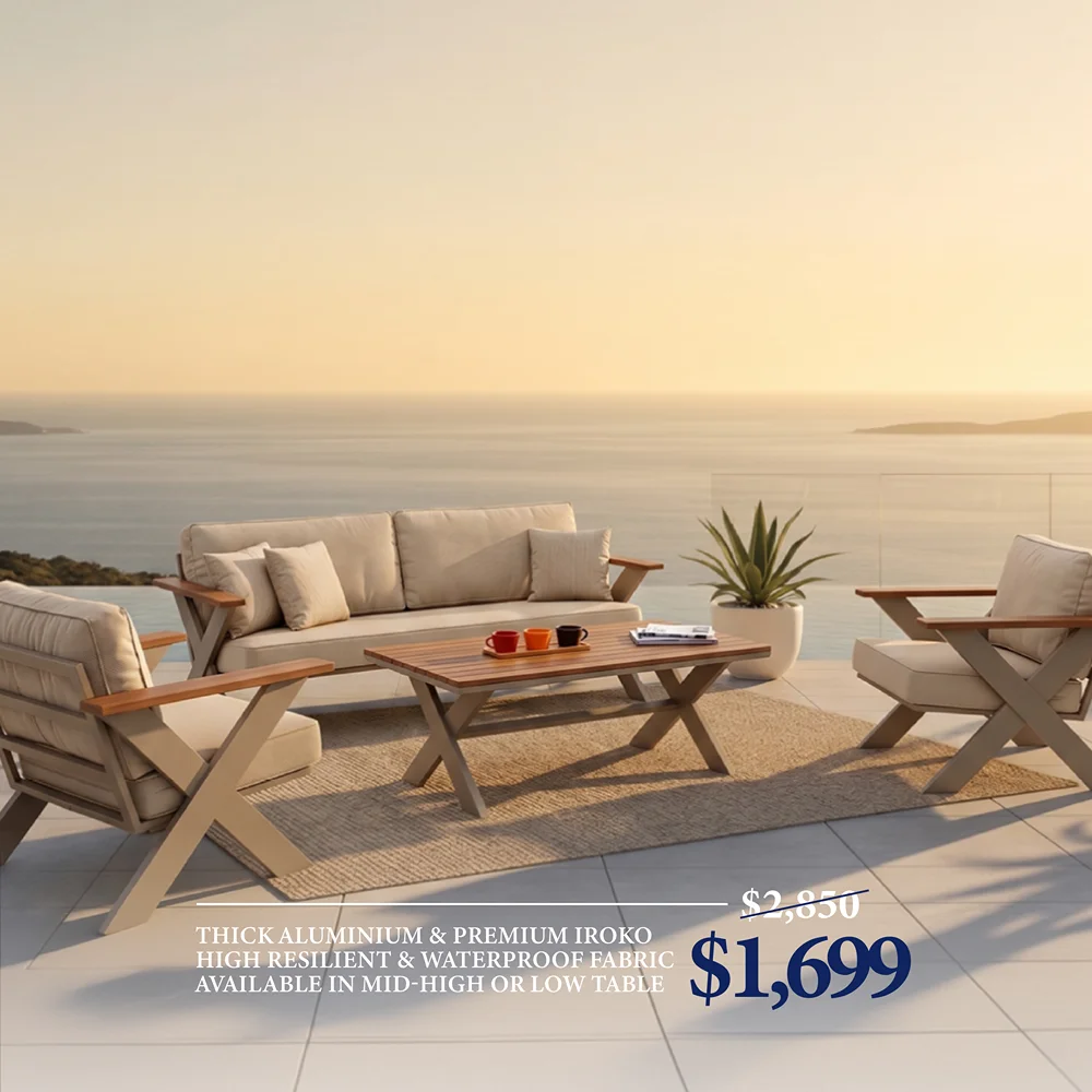 Outdoor Set BT RIVA Cappuccino 3+1+1+Mid Table