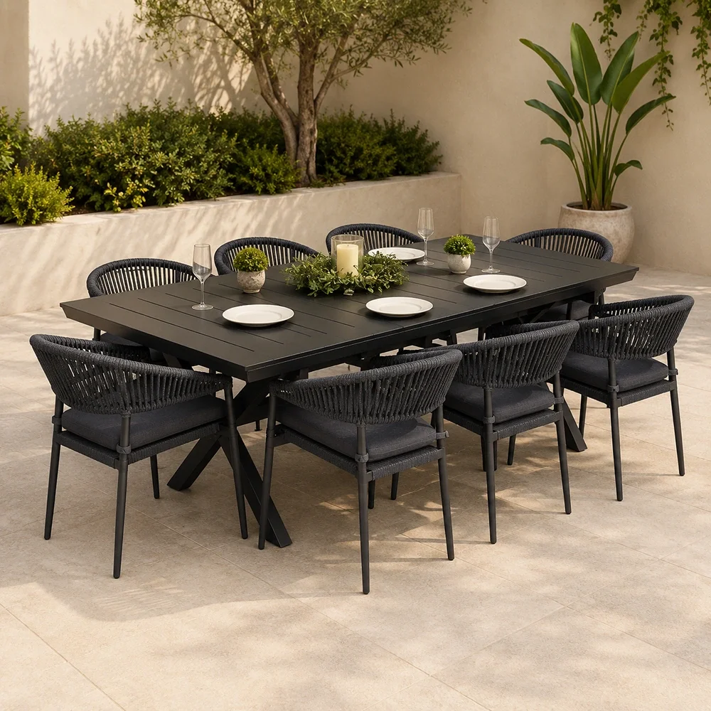 Outdoor Dining Set FF 7478/V6750-8 dark gray