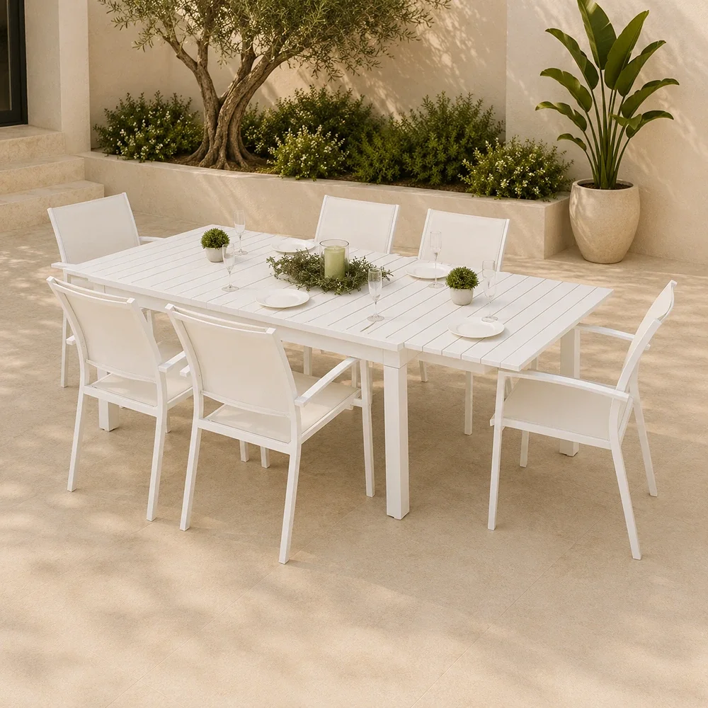 Outdoor Dining Set FF 7488T/3732-6 White