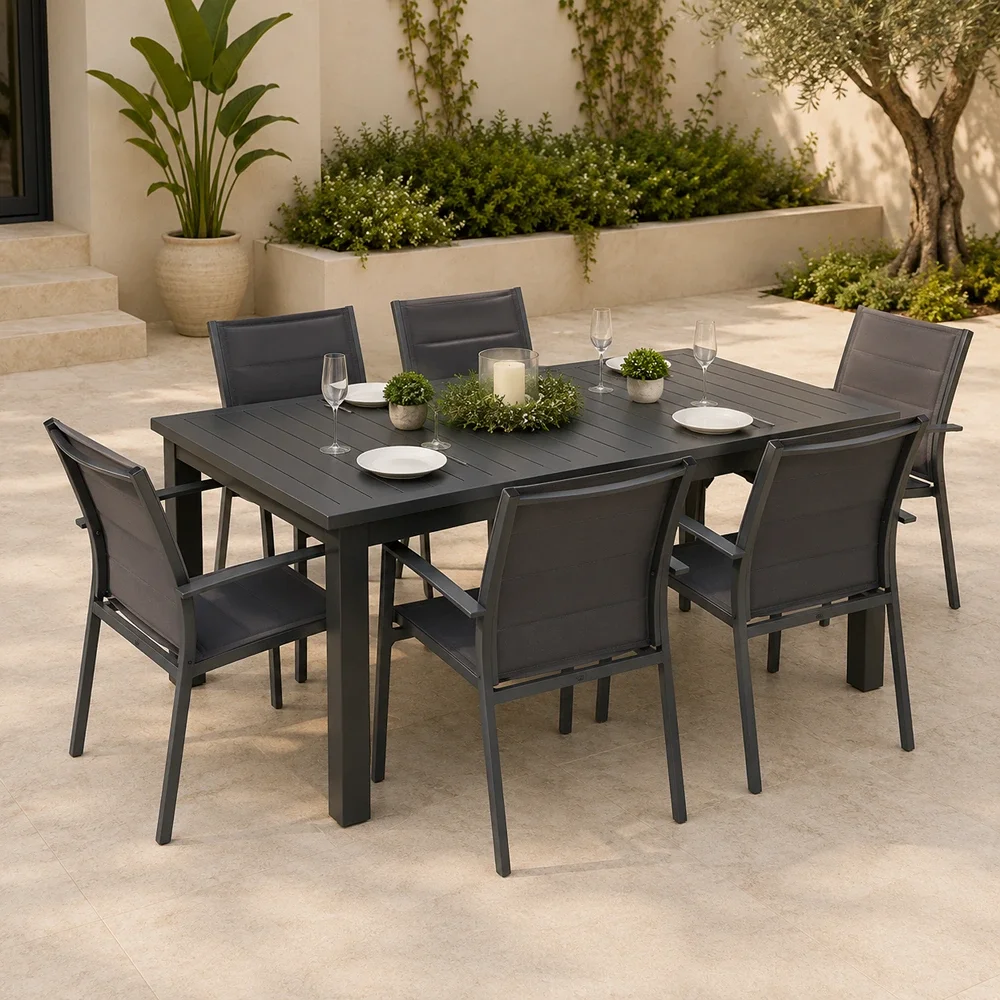 Outdoor Dining Set FF 7488T/7700-6 Dark Gray