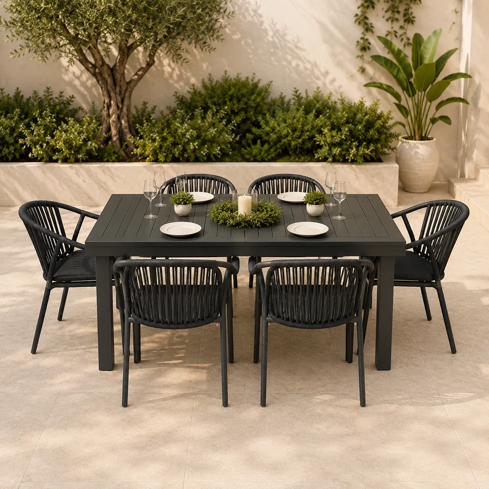 Outdoor Dining Set FF 7488T/PP879A-6 Dark Gray