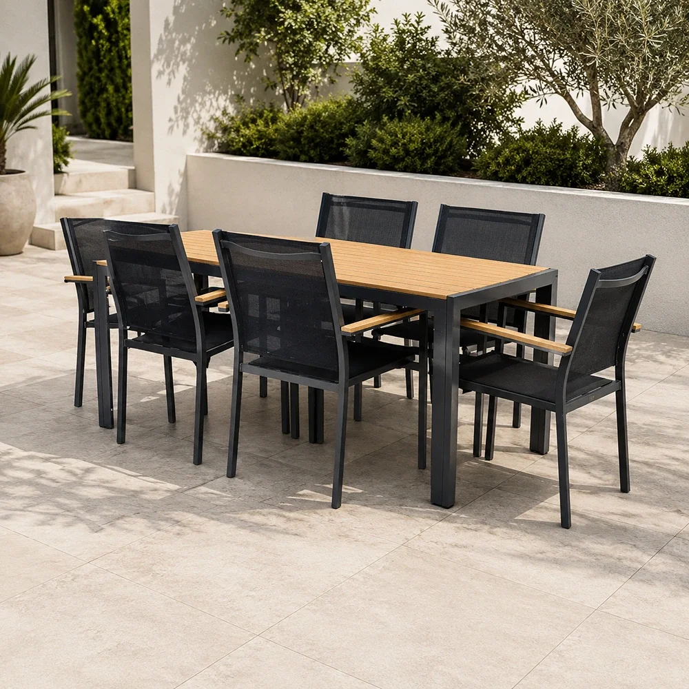 Outdoor Dining Set FF TS086T/TS037C Black