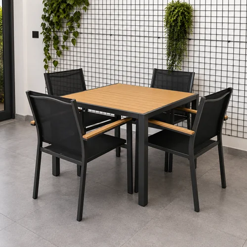Outdoor Dining Set FF TS090T/TS037C Black