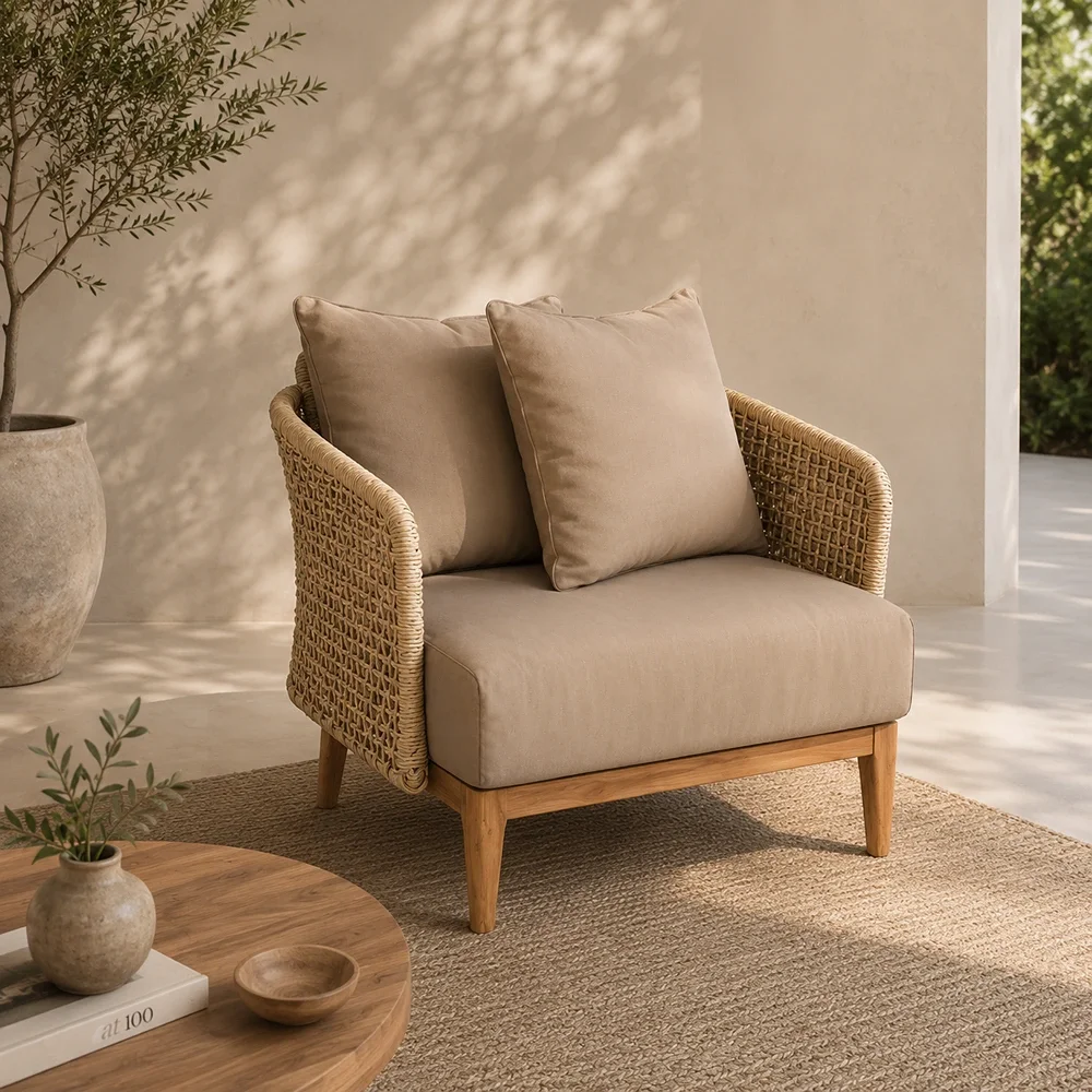 Armchair DI DF24-ND-35 Teak wood Aluminium Frame