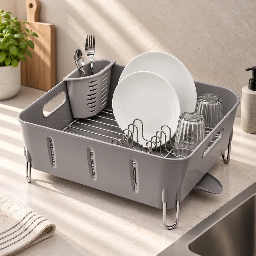 Compact Dishrack Simplehuman Grey Plastic KT1106