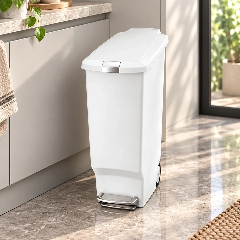 Slim Pedal Bin Simplehuman Plastic White CW1362