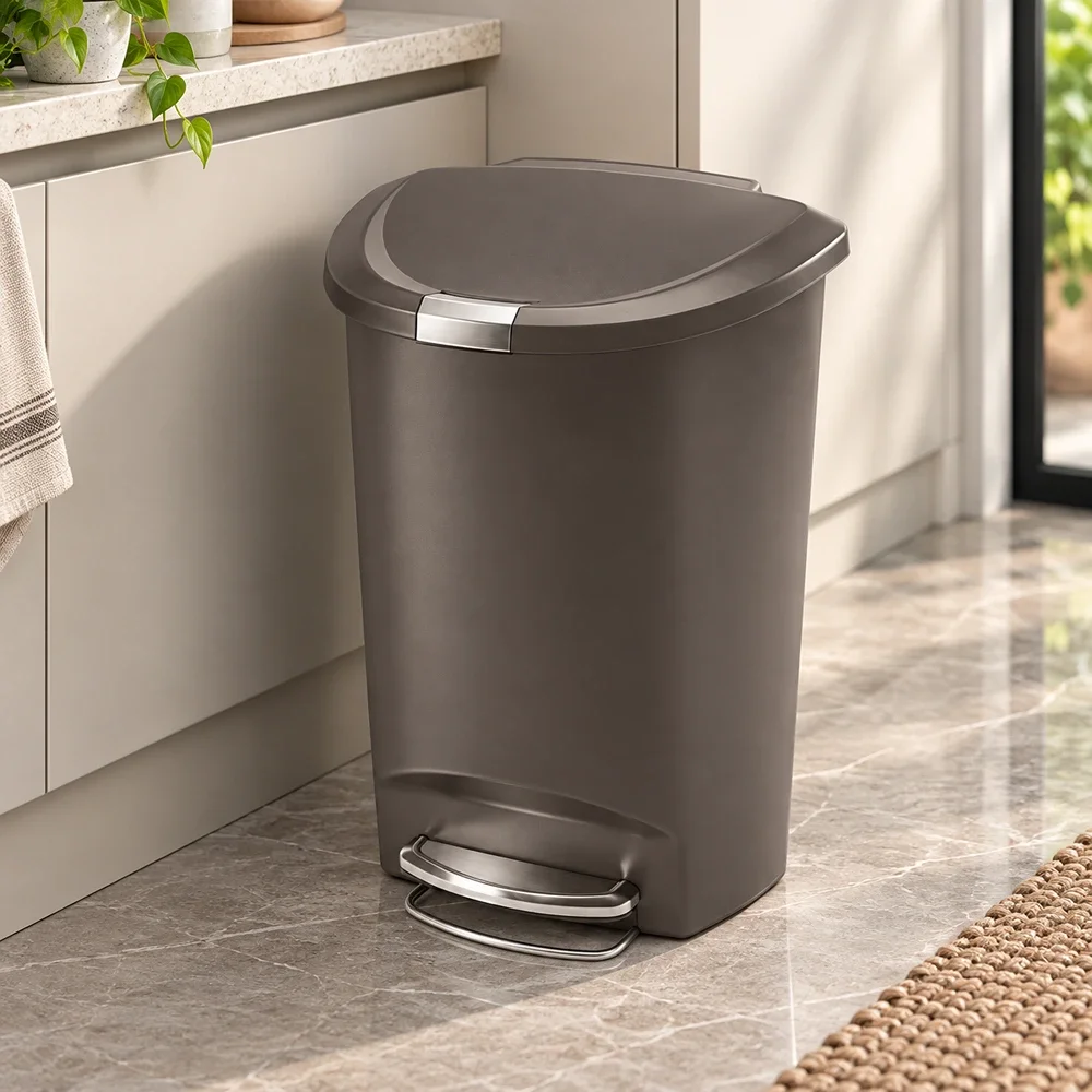 Semi Round Pedal Bin Simplehuman Plastic Grey