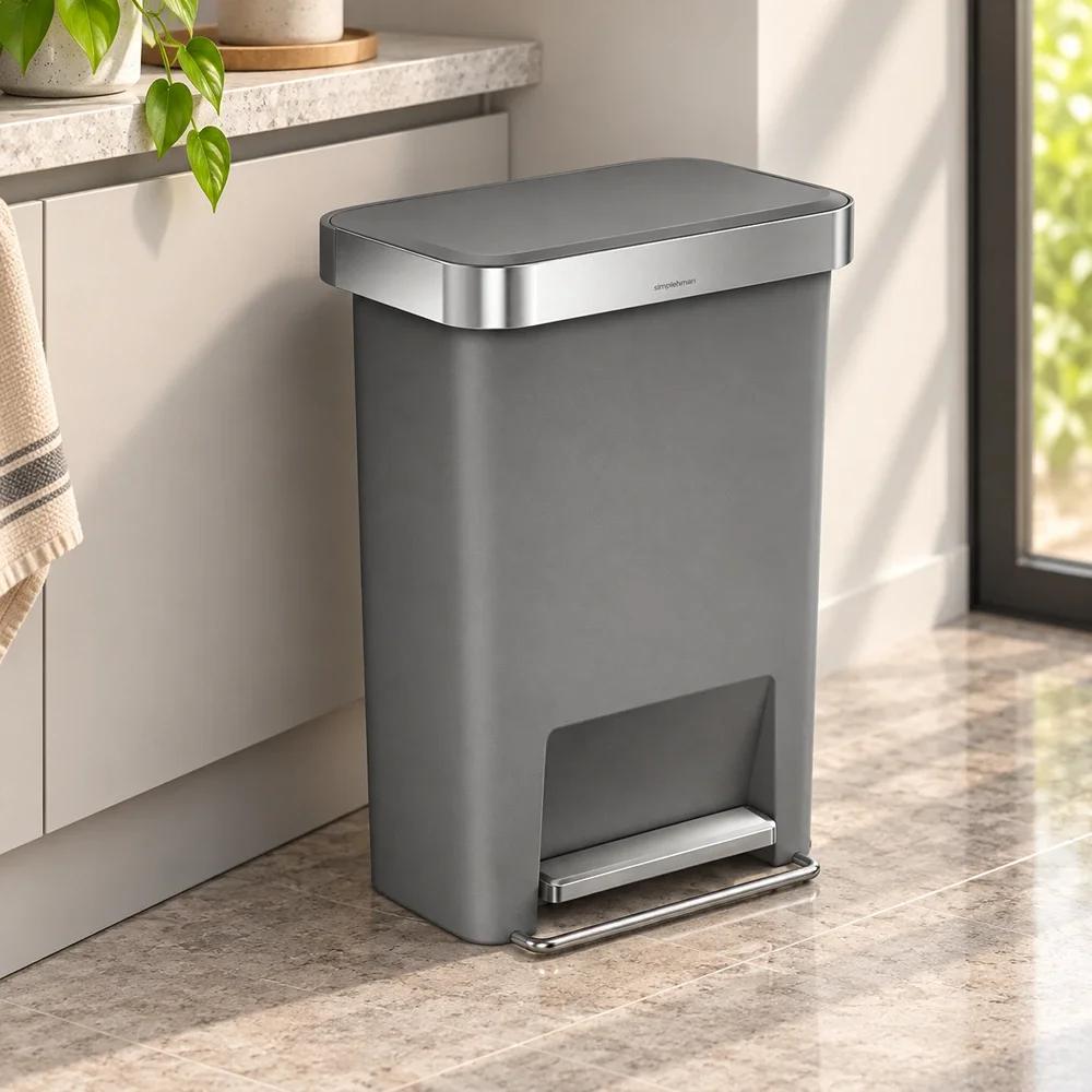 Rect. PedalBin Simplehuman Plastic Grey CW1386CB