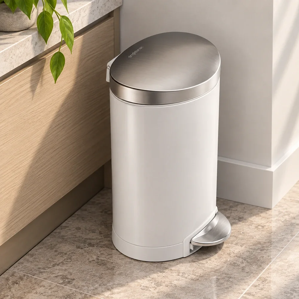 Semi Round Pedal Bin Simplehuman White CW1835CB