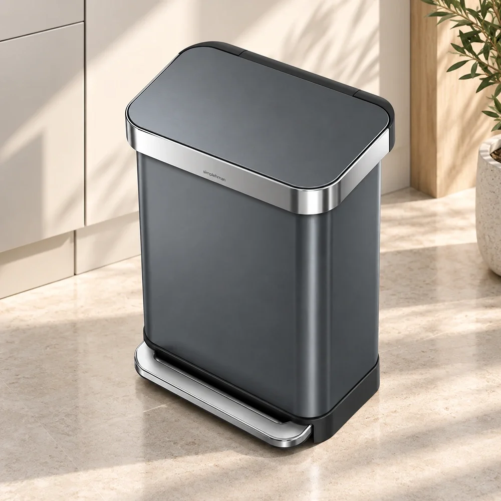 Rectangular Pedal Bin Simplehuman Black Steel