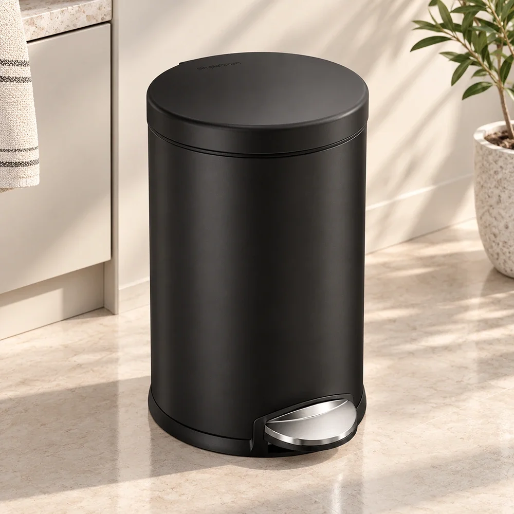 4.5L Round Pedal Bin Simplehuman Matte Black 2091