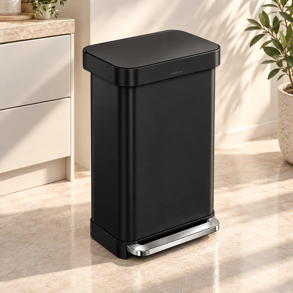 Rect Pedal Bin Simplehuman Matte Black CW2092