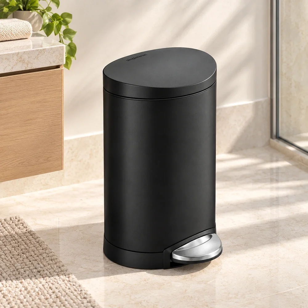 6L Semi Round Pedal Bin Simplehuman Matte Black